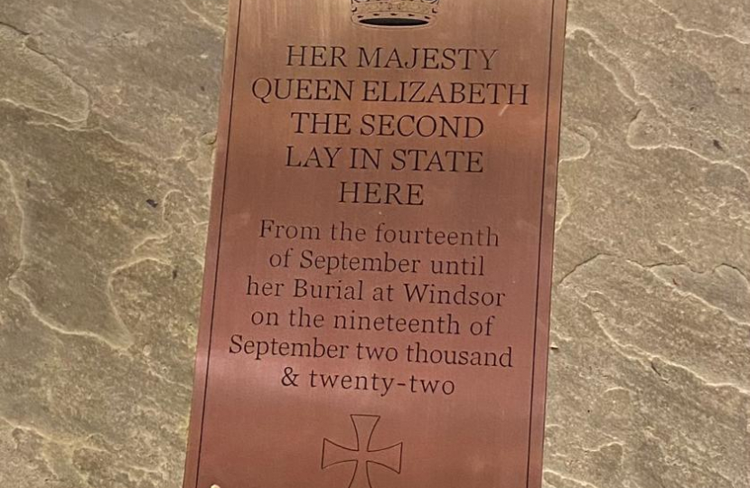 Plaque commemorating the late Queen Elizabeth’s lying in state