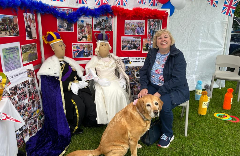 Jane with her dog at one of the stalls
