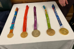 Medals on a table at the reception