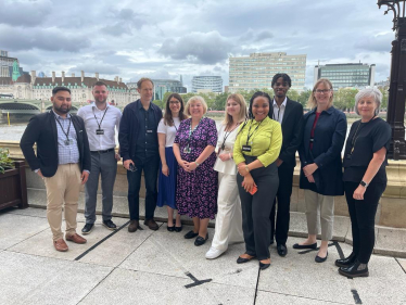 Jane and the Policy Team with a backdrop of the river Thames