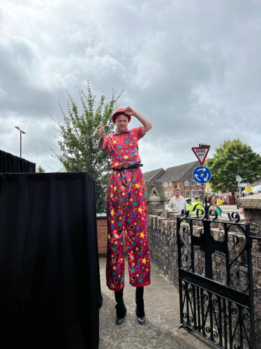 Somebody on stilts at the event