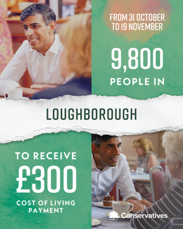 9800 people in Loughborough will receive £300 in support