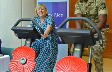 Jane participating in the Poppy Appeal ride